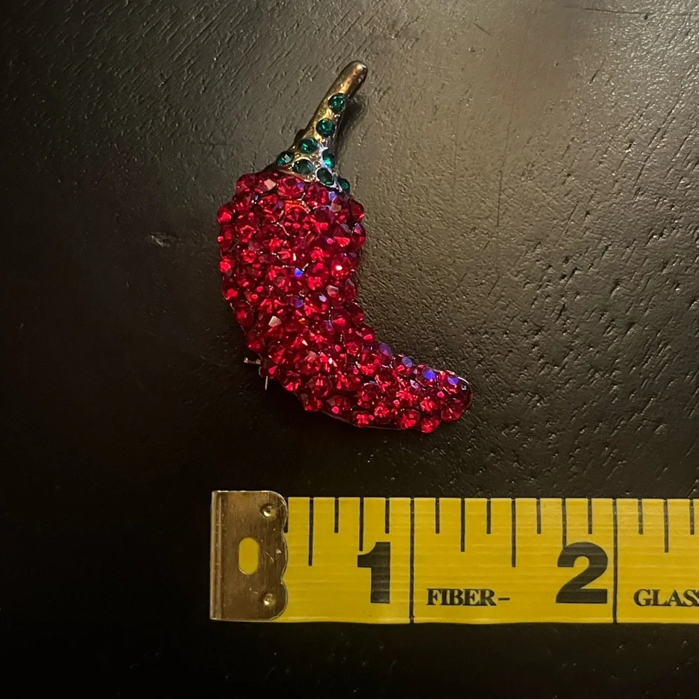 Sparkling Red Chili Pepper Brooch